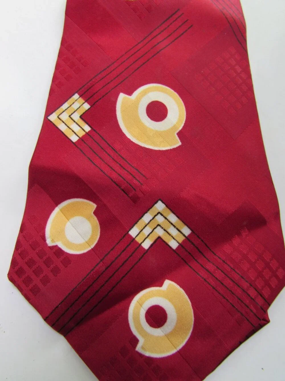 Vintage 1950 Era Men's Neck Tie Red & Yellow Circles